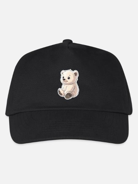 Polarbär Illustration – Arktisches Tiermotiv - Kinder Basecap - Schwarz