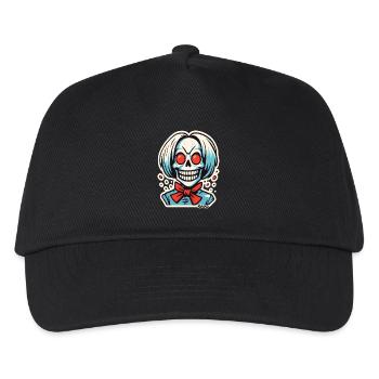 Grinsendes Skelett mit roter Schleife - Kinder Basecap - Schwarz - Vorne