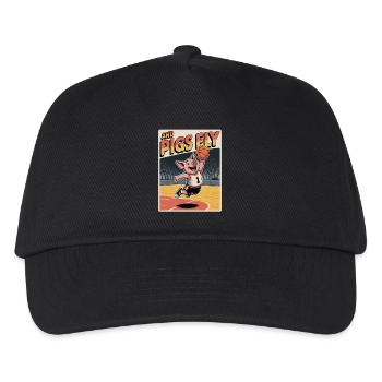 Fliegendes Schwein beim Basketball - Kinder Basecap - Schwarz - Vorne