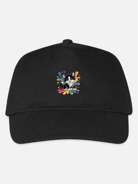 Süßes Kätzchen mit Regenbogenfarben - Kinder Basecap - Schwarz