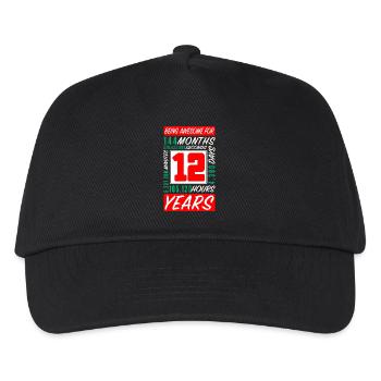 Kinder 12 Jahre Geburtstag Monate Stunden - Kinder Basecap - Schwarz - Vorne