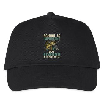 School is important, but fishing is more important - Kids’ Baseball Cap - black - Front