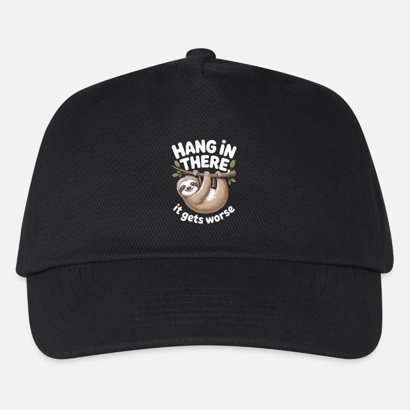 Hang in there lustiges Faultier - Kinder Basecap - Schwarz