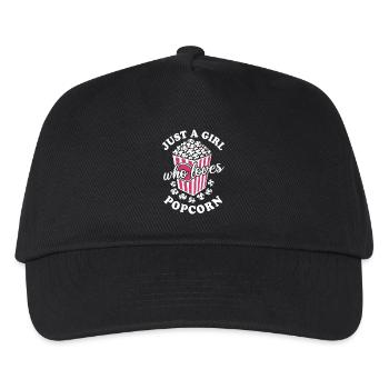 Just a girl who loves Popcorn - knusprig & lecker - Kinder Basecap - Schwarz - Vorne