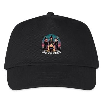 Girls Will Be Girls – Hexenpower Shirt - Kinder Basecap - Schwarz - Vorne