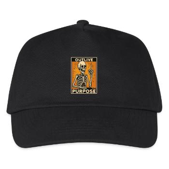 Skeleton with raised finger "Survive the Purpose" - Kids’ Baseball Cap - black - Front