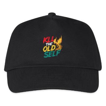 Motivationsshirt mit Flammen-Phönix - Kinder Basecap - Schwarz - Vorne