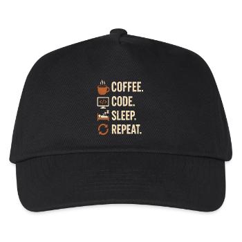 Codeur Geek Routine – Café, Code, Dodo, Encore - Casquette de baseball Enfant - noir - Devant