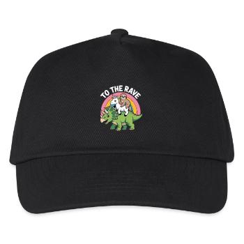 Zum Rave EDM Einhorn Faultier Dinosaurier - Kinder Basecap - Schwarz - Vorne