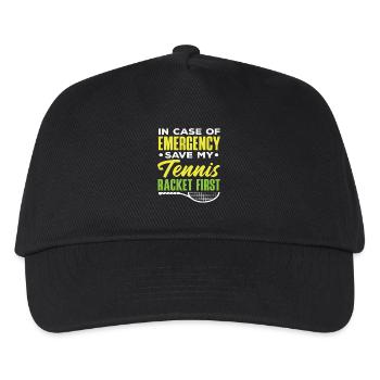 In Notfall Tennis Schläger Erst Retten Tennis - Kinder Basecap - Schwarz - Vorne
