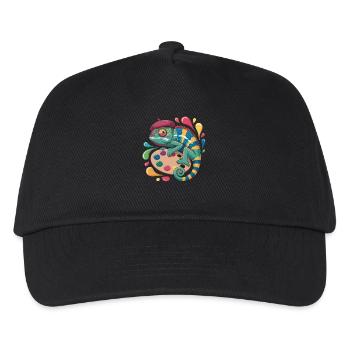 Künstler Chamäleon Mit Palette Für Kreative Köpfe - Kinder Basecap - Schwarz - Vorne