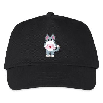 Katze Liebesbrief - Kinder Basecap - Schwarz - Vorne