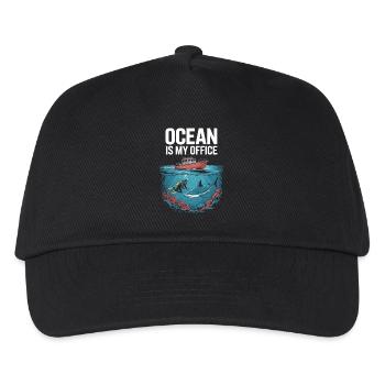 Mein Büro Ist Der Ozean Marinebiologe Biologie Hai - Kinder Basecap - Schwarz - Vorne