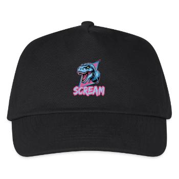 T-Rex Scream Retro Dinosaur Art - Kids’ Baseball Cap - black - Front