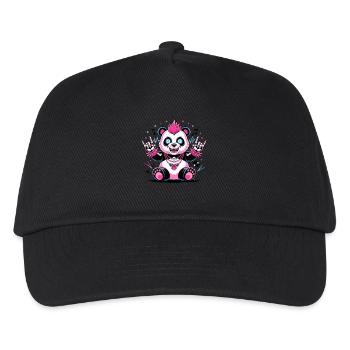 Punk Panda Rockt Die Bühne Mit Energie Und Stil - Kinder Basecap - Schwarz - Vorne