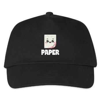 Schere Stein Papier Gruppe Schulspiel Papier Figur - Kinder Basecap - Schwarz - Vorne