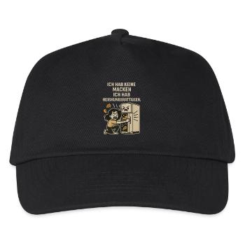 Heißhungerattacken Kühlschrank Spruchshirt - Kinder Basecap - Schwarz - Vorne
