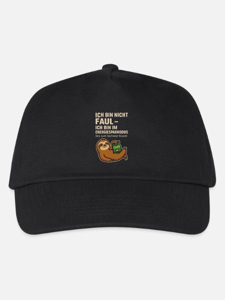 Energiesparmodus Faultier Snackshirt - Kinder Basecap - Schwarz
