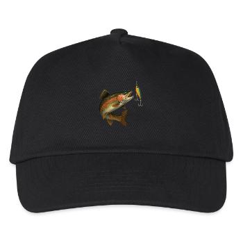 Trout Bite Design – Trout & Wobbler Scene - Kids’ Baseball Cap - black - Front