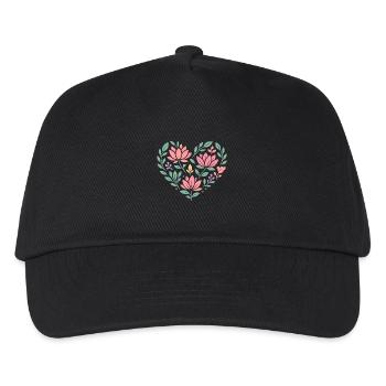 Herzförmige Lotusblüten - Kinder Basecap - Schwarz - Vorne