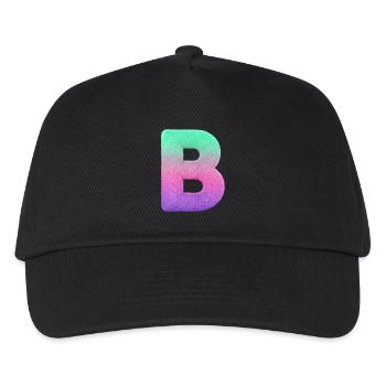 Buchstabe B mit Fell und Pastell Farbverlauf - Kinder Basecap - Schwarz - Vorne