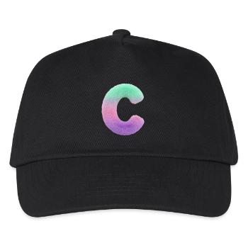Buchstabe C in Fell Optik und Farbverlauf - Kinder Basecap - Schwarz - Vorne