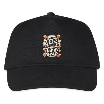 Gaming und Fast Food Shirt - Kinder Basecap - Schwarz - Vorne