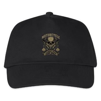 Biker skull with flames and spark plugs artwork - Kids’ Baseball Cap - black - Front