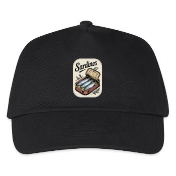 Sardinen In Der Dose Illustration - Kinder Basecap - Schwarz - Vorne