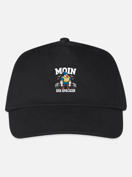 Moin Ihr Spacken Lustige Möwe Gewichtheben - Kinder Basecap - Schwarz