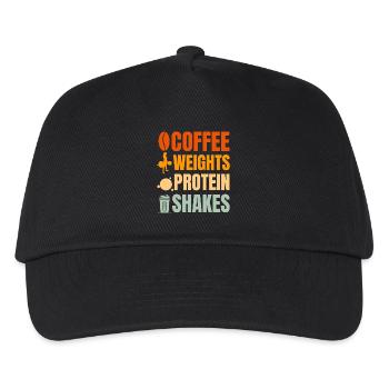 Coffee Weights And Protein Shakes - Weightlifting - Kids’ Baseball Cap - black - Front