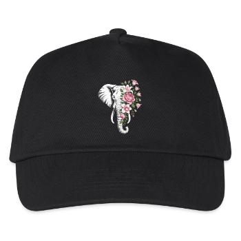Blumiger Elefant - Kinder Basecap - Schwarz - Vorne