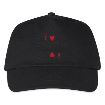 Cards Heart Two Skat Poker Double Head - Kids’ Baseball Cap - black - Front