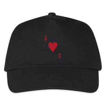 Karten Herz Ass Skat Poker Doppelkopf - Kinder Basecap - Schwarz - Vorne