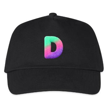 D - Letter in fur look and color gradient - Kids’ Baseball Cap - black - Front