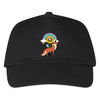 Regenbogen Fuchs Sonnenblume Kinder - Kinder Basecap - Schwarz - Vorne