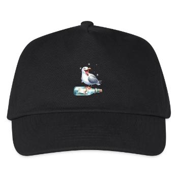 maritim Möwe Flaschenpost Möwen - Kinder Basecap - Schwarz - Vorne