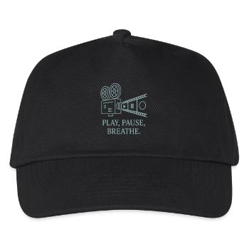 Kreatives Filmmotiv mit Slogan - Kinder Basecap - Schwarz - Vorne