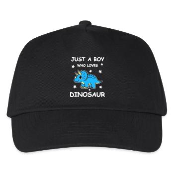 Boy Loves Dinosaur - Kinder Basecap - Schwarz - Vorne
