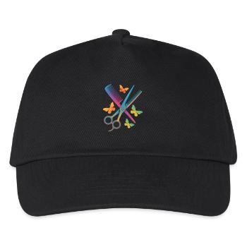 Coiffeur Ciseaux Peigne Papillon - Casquette de baseball Enfant - noir - Devant