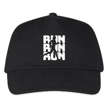 Läuferin Silhouette mit Sprint-Motiv - Kinder Basecap - Schwarz - Vorne