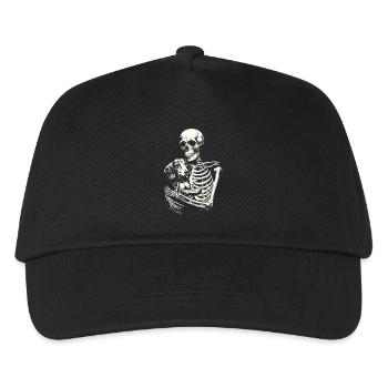 Skeleton hugging dachshund - Kids’ Baseball Cap - black - Front