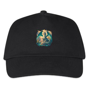 Drachen Drache - Kinder Basecap - Schwarz - Vorne