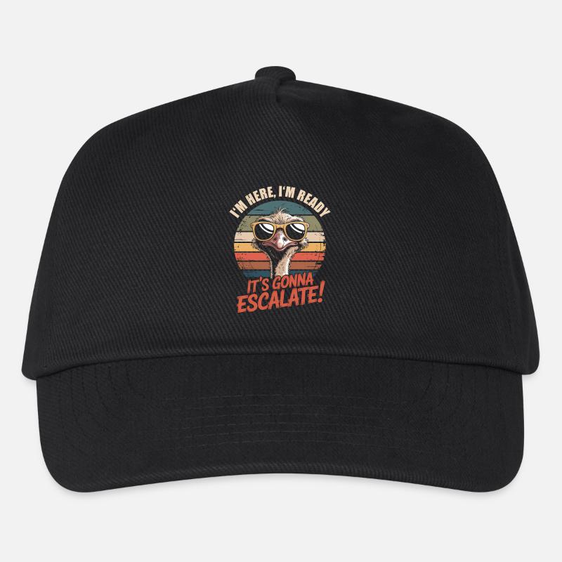 Im Here Ready Strauss Escalate Spruch Party Retro - Kinder Basecap - Schwarz