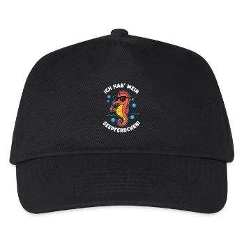 Bestandene Prüfung – Seepferdchen mit Sonnenbrille - Kinder Basecap - Schwarz - Vorne