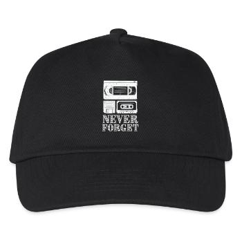 Vintage Cassette Tape Never Forget Design - Kinder Basecap - Schwarz - Vorne