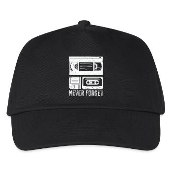 Vintage Cassette Tape Never Forget - Kinder Basecap - Schwarz - Vorne