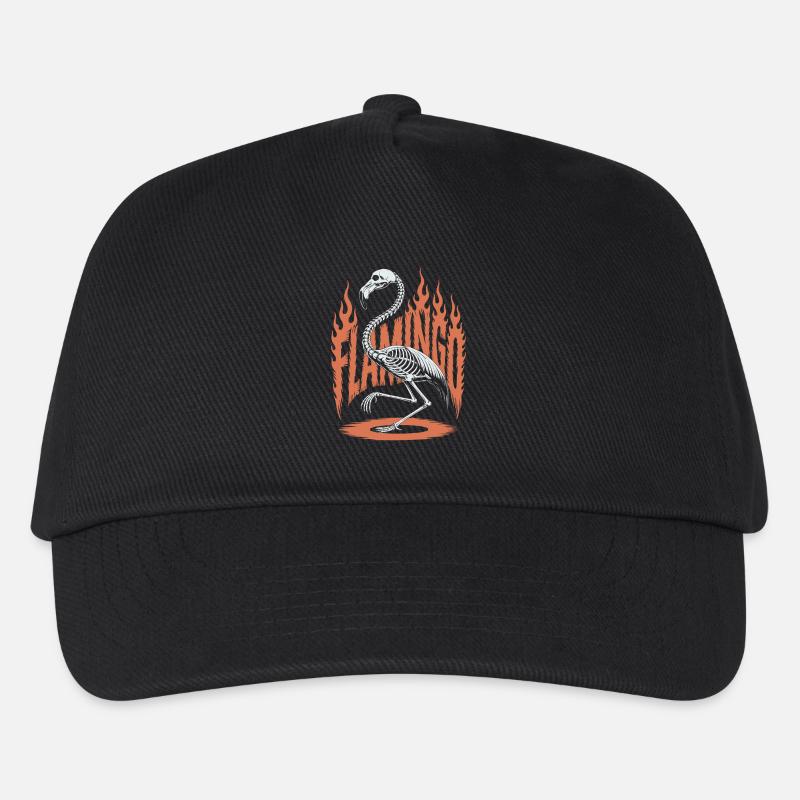 Flamingo Flames Skeleton Halloween - Kids’ Baseball Cap - black
