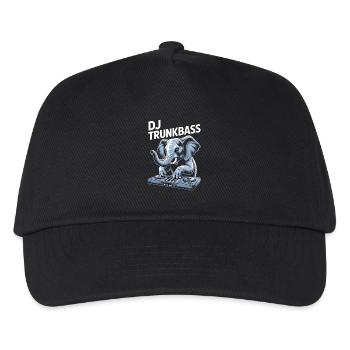 DJ Trunkbass Elefant Am Mischpult Rave Vibes - Kinder Basecap - Schwarz - Vorne