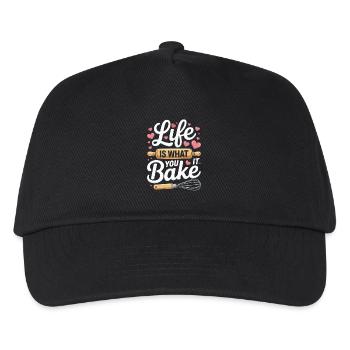  Life Is What You Bake It Backen Spruch - Kinder Basecap - Schwarz - Vorne